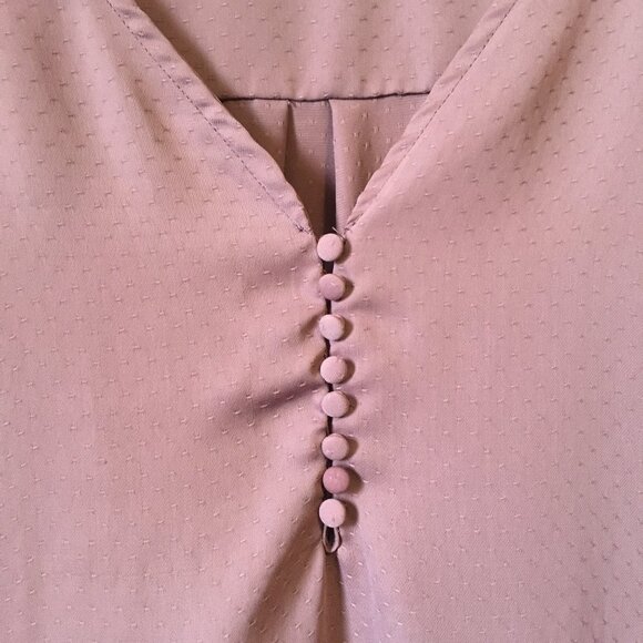 Mauve Button Collar Bohemian Peasant Blouse - Picture 5 of 16